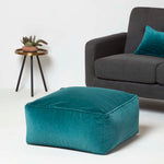 Velvet Pouffe Bean Cube | 60cm x 60cm | Green