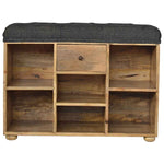 Solid Wood Black Tweed 1 Drawer Bench