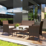 4 Piece Rattan Garden Furniture Sofa Set With Cushions | Brown