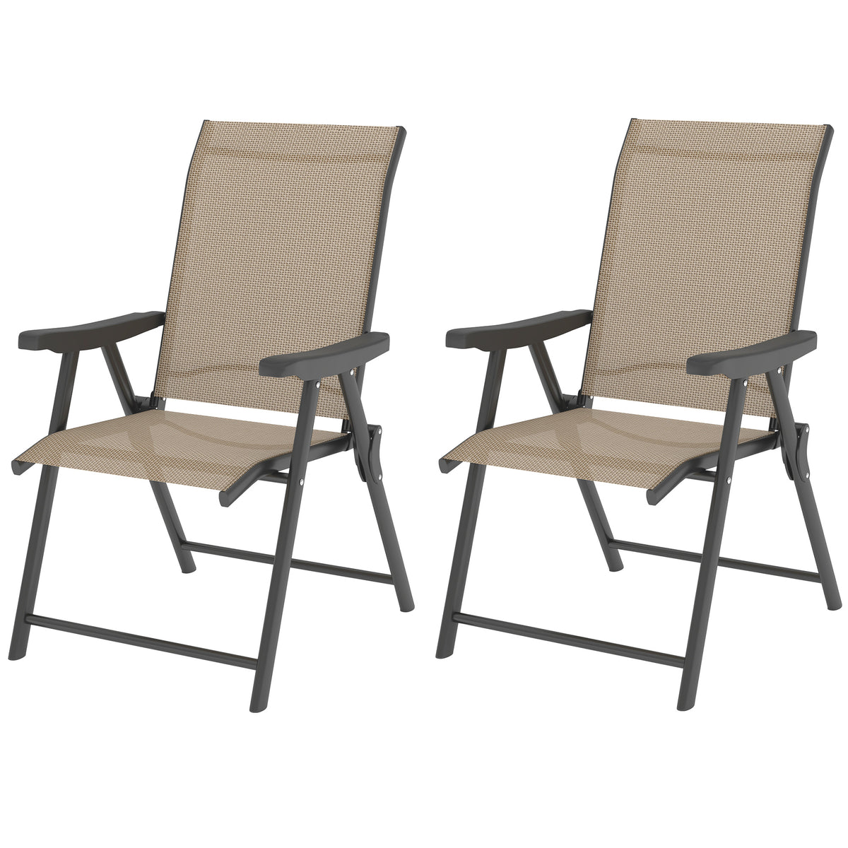Folding Chair W/ Breathable Mesh Fabric Seat | Set of 2 | Brown