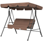 3-seat Swing Chair Garden Swing Seat W/ Adjustable Canopy | Brown