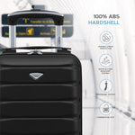 40x20x25cm Cabin Carry-on Suitcase - Lightweight, Durable, 4-wheel Luggage - 100+ Airlines Approved | Cabin | Black