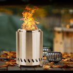 Portable Smokeless Fire Pit With Fire Ring, Pellet Adapter & Ash Grate – Durable Outdoor Stove For Camping & Backyard | Silver