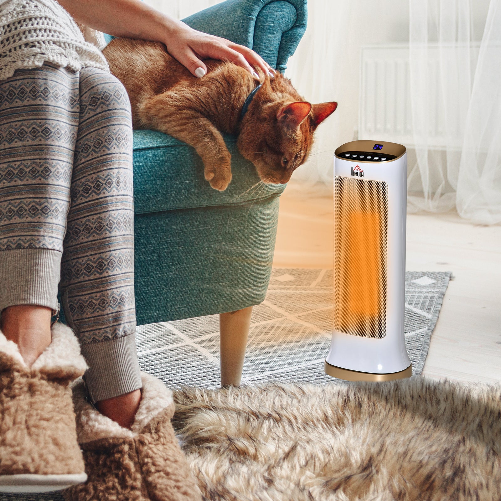 45 Degree Oscillating Table Top Space Heater Remote Timer