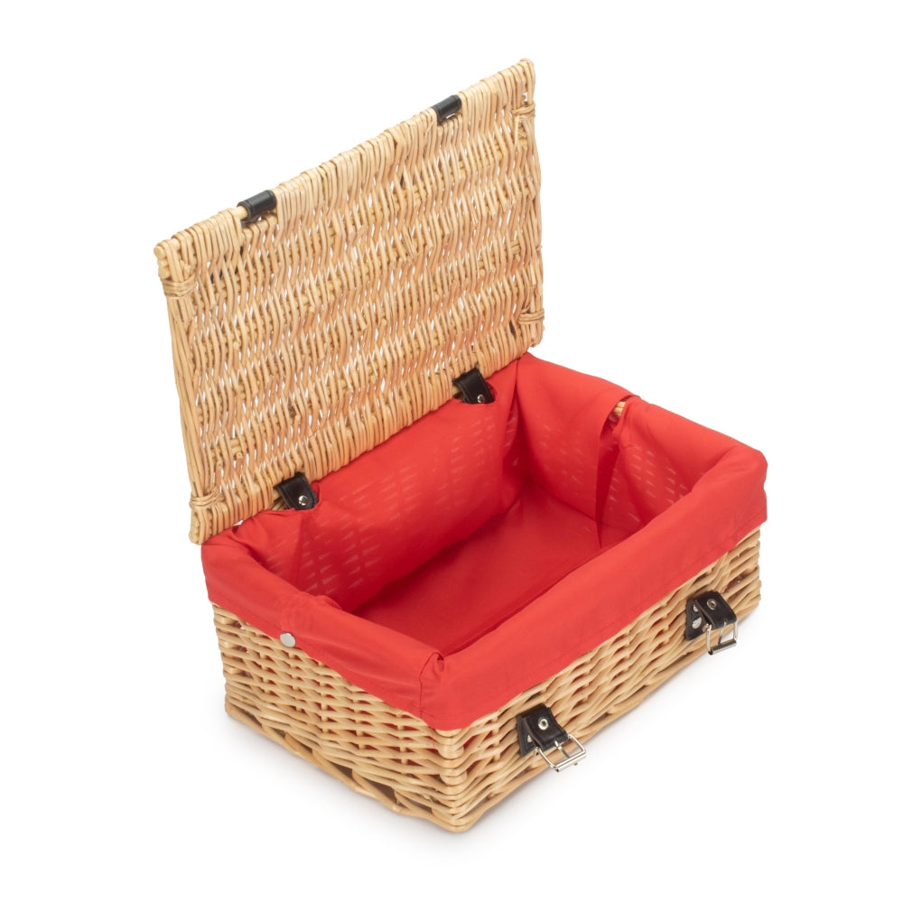 36cm Buff Wicker Empty Picnic Basket | One Size | Red