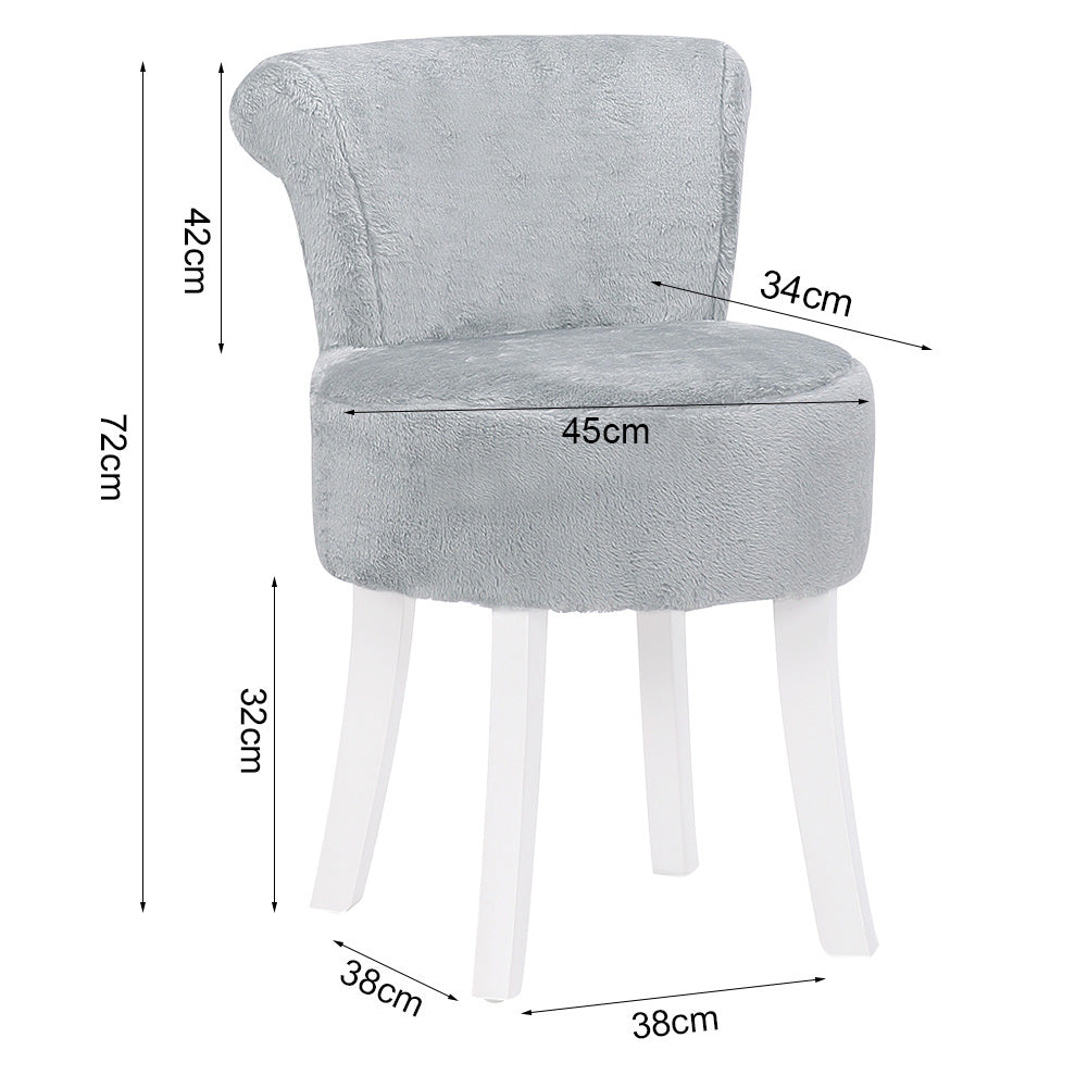 Modern Plush Upholstered Dressing Chair With White Legs Small Vanity Makeup Chair