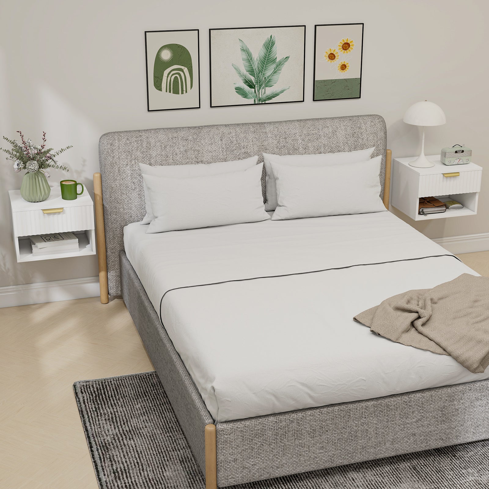 Floating Nightstands Set Of 2, Modern Wall Mounted Bedside Tables