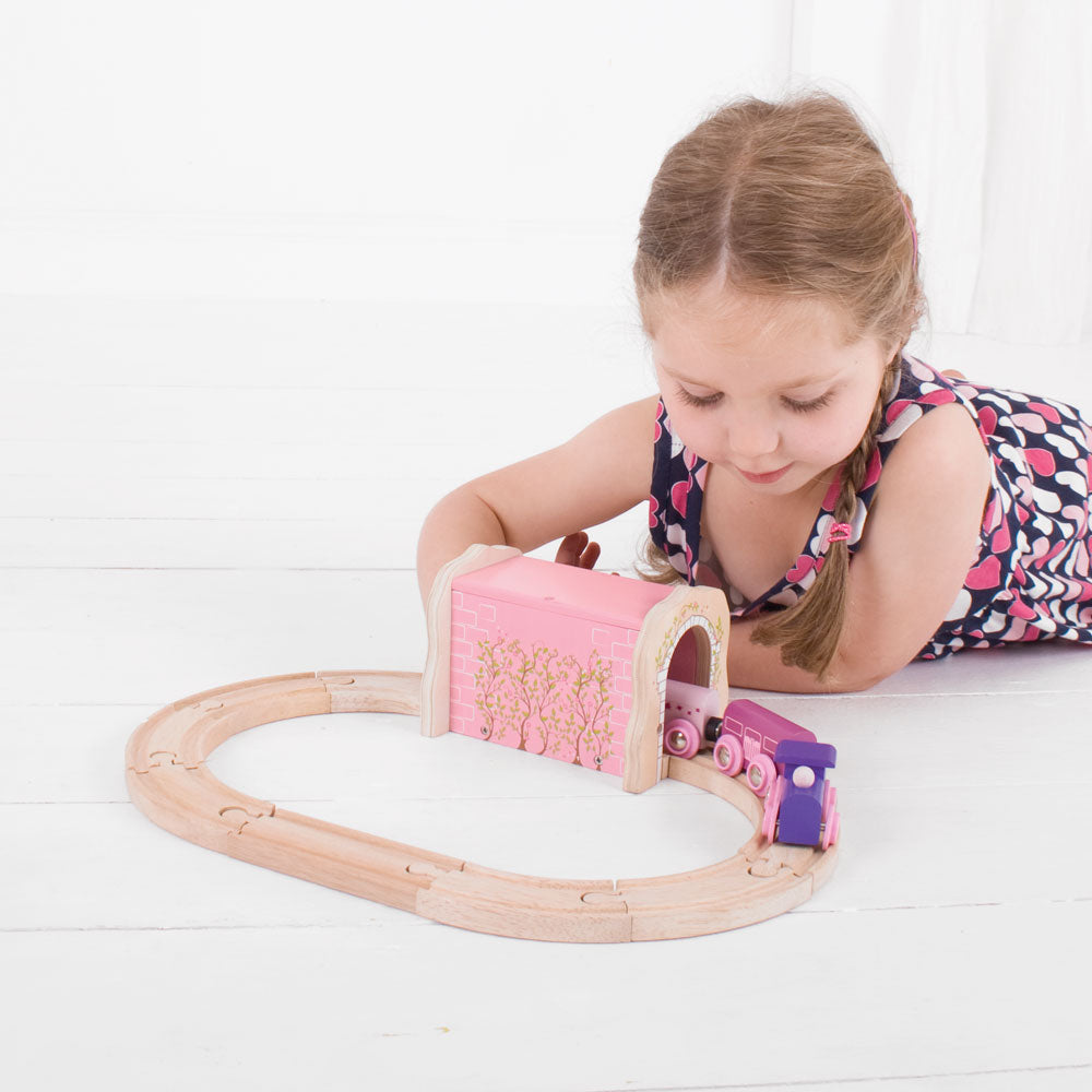 Pink Brick Tunnel for Wooden Train Sets