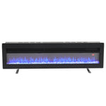 60-inch Electric Fireplace, Recessed/wall Mounted/freestanding Heater With 12-colour Flame,crystal Bed, Remote Control & Timer | Black