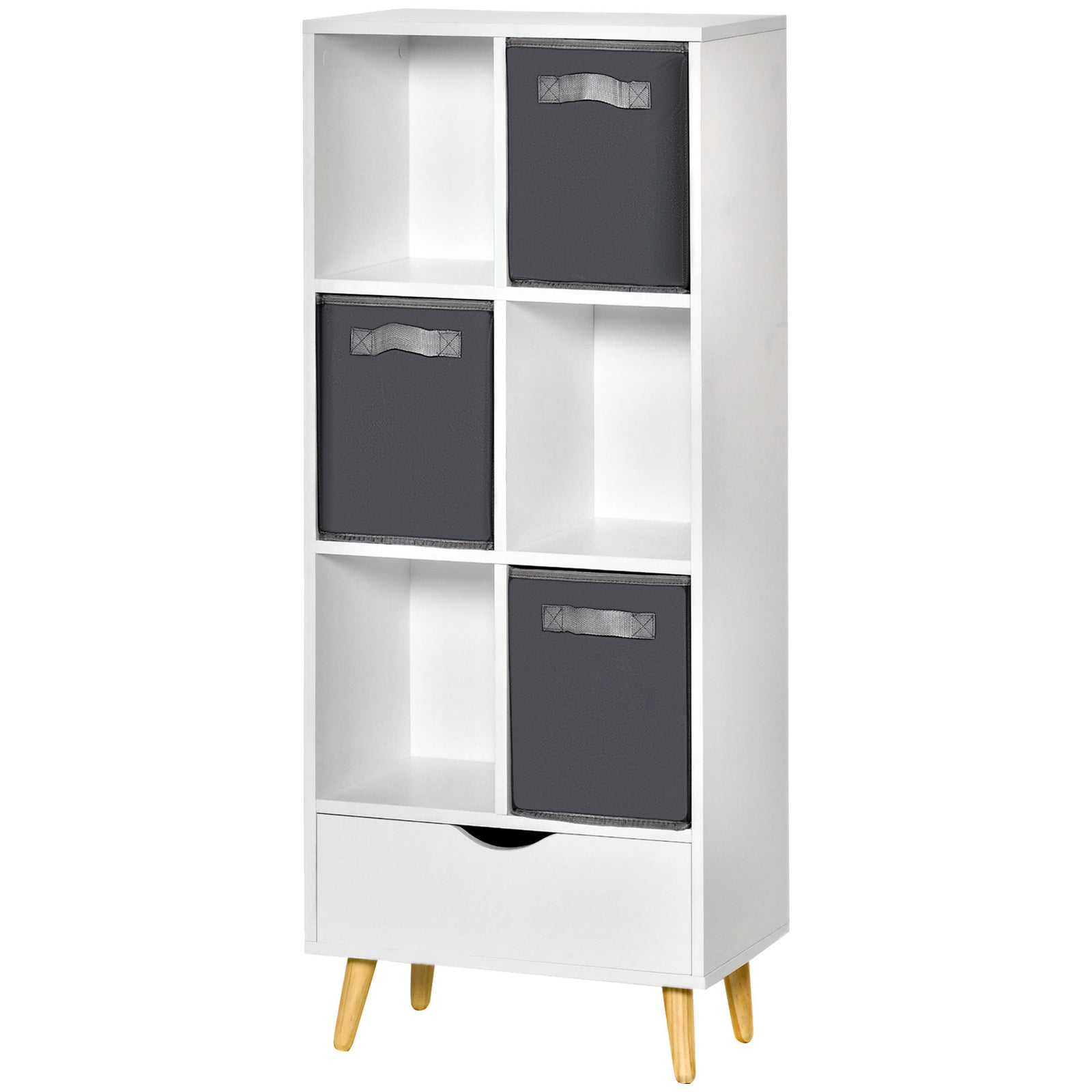 HOMCOM Modern Bookcase Tall Bookcase With Storage Shelves Drawer