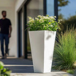 Zinc Galvanised Tall Flared Tapered Square Planter | 30cm x 30cm x 70cm | White