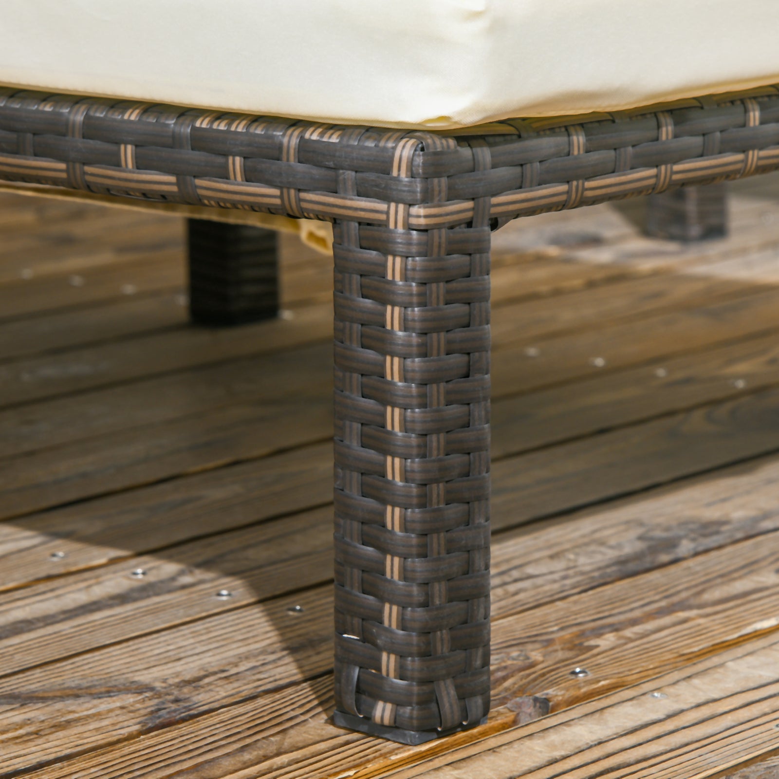 Set Of 2 Rattan Sun Loungers 5-level Adjustable | Cream