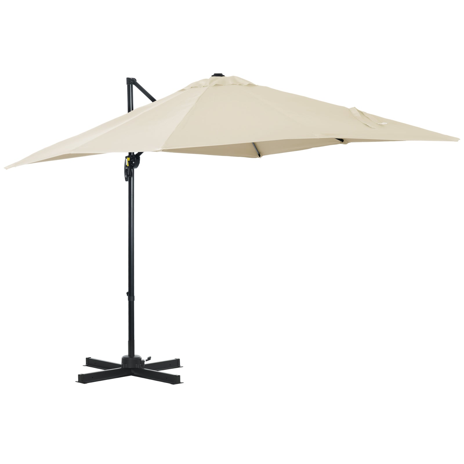 Square Cantilever Roma Parasol W/ 360° Crank & Base | Cream