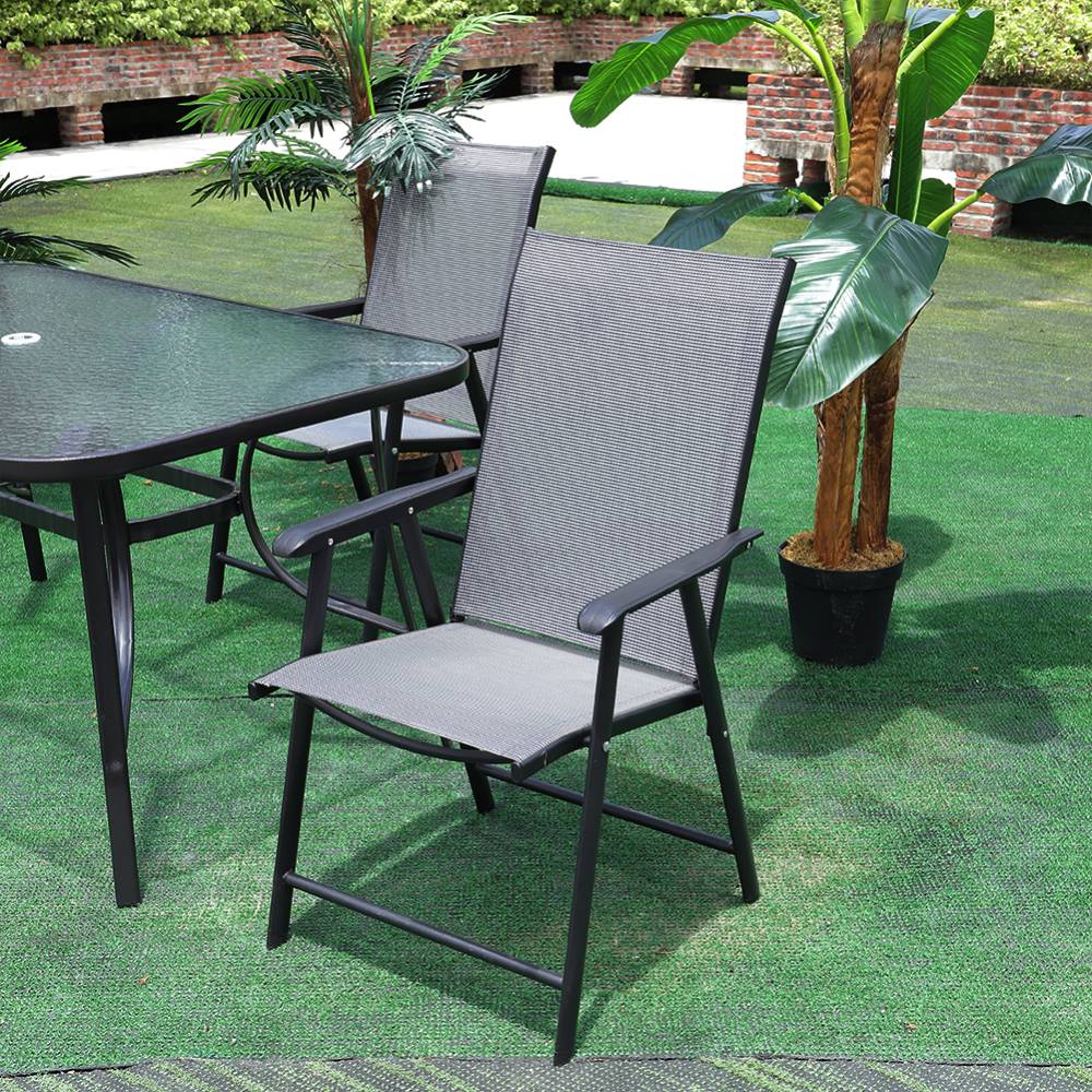 Foldable Chairs With Metal Frame & Fabric Seat – Set Of 2 Or 4 | Set of 4 | Black