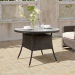 Garden Rattan Tempered Glass Top Round Table With Parasol Hole - 100cm Dia X 72cm