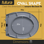 Toilet Seat Soft Close Oval Shape, Premium Thermoplastic, Quick Release, Top & Bottom Fixings | Grey