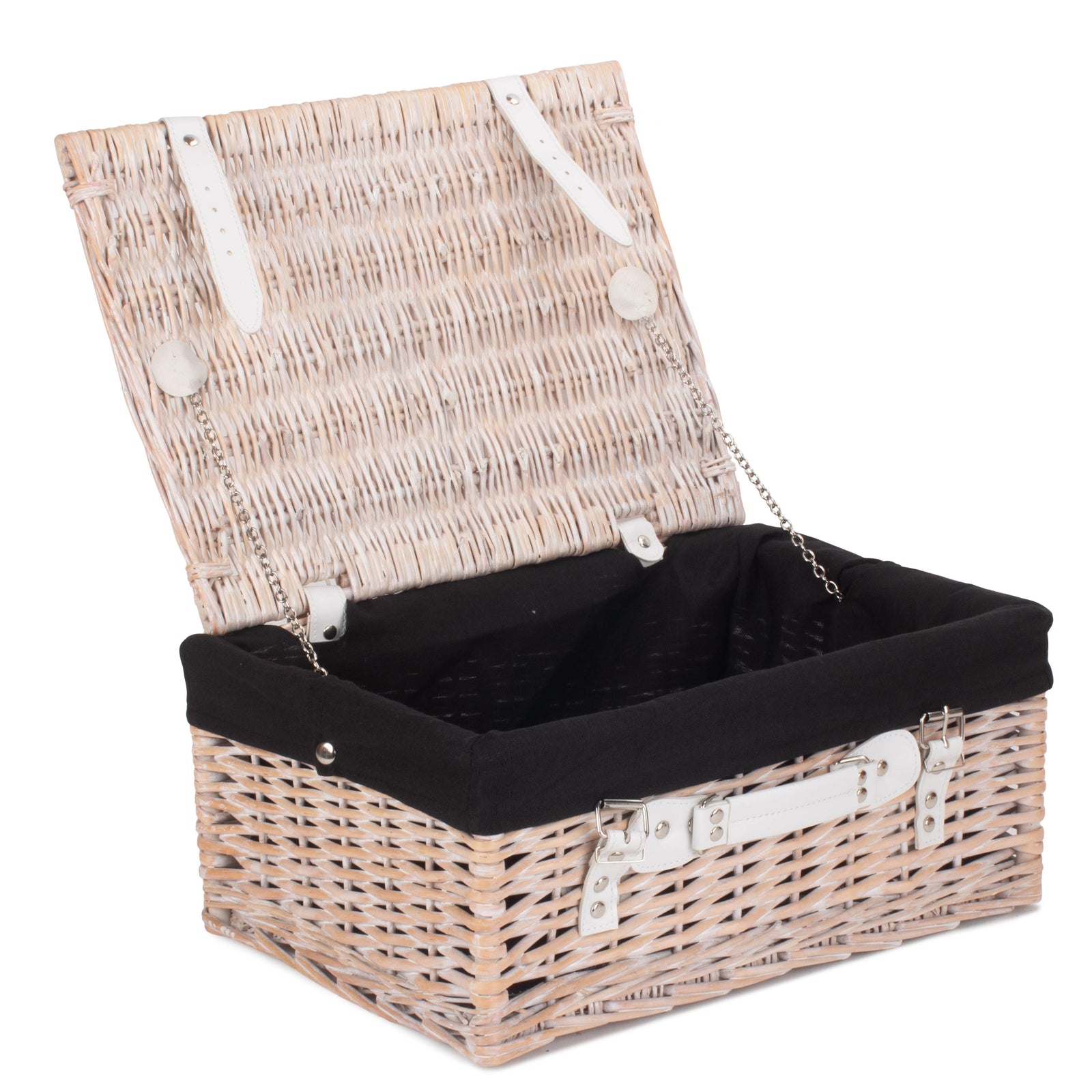 Wicker 41cm White Hamper | Black