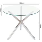 90cm Dia Dining Table Round Tempered Glass Coffee Table