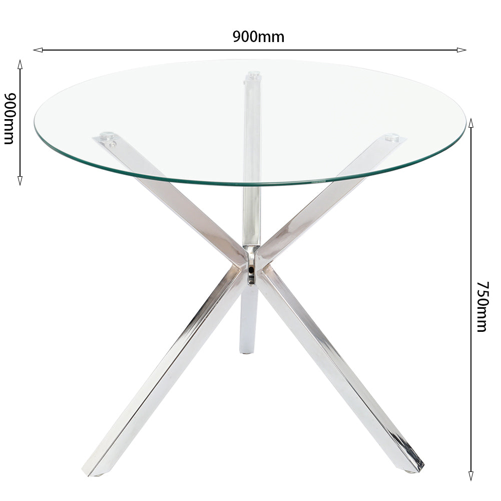 90cm Dia Dining Table Round Tempered Glass Coffee Table