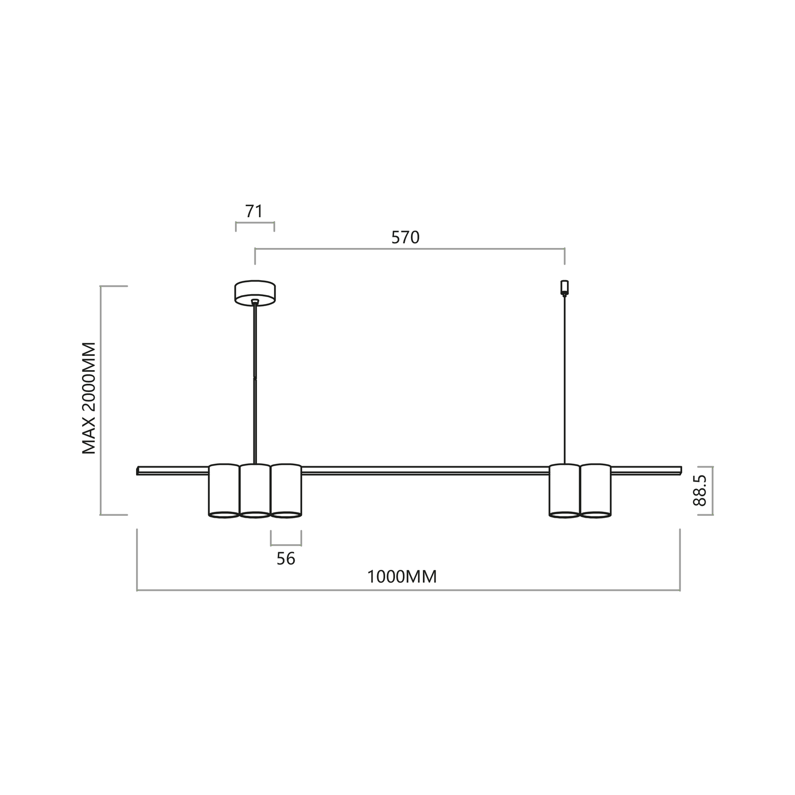 Pendant Light (strip) Genesis 5xgu10 | White