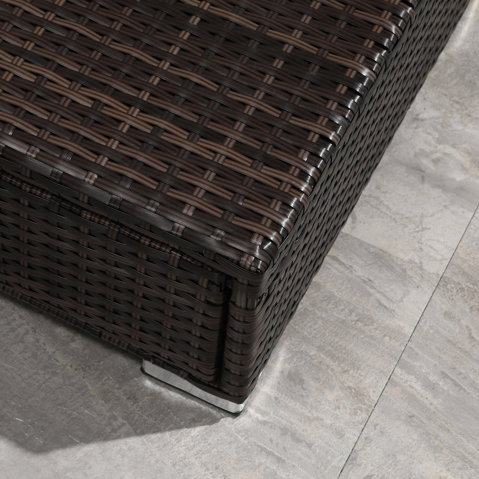 Rattan Garden Sofa Set Storage Table Wicker Patio Lounger | Brown