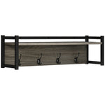Rustic Wall-mounted Coat Rack Floating Shelf With 4 Hooks