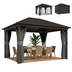 3.6 X 3(m) Metal Garden Hardtop Gazebo With Screened Curtain | Dark Grey