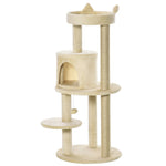 4 Tiers 104cm Cat Tree W/ Scratching Posts Perches  Hanging Ball | Beige
