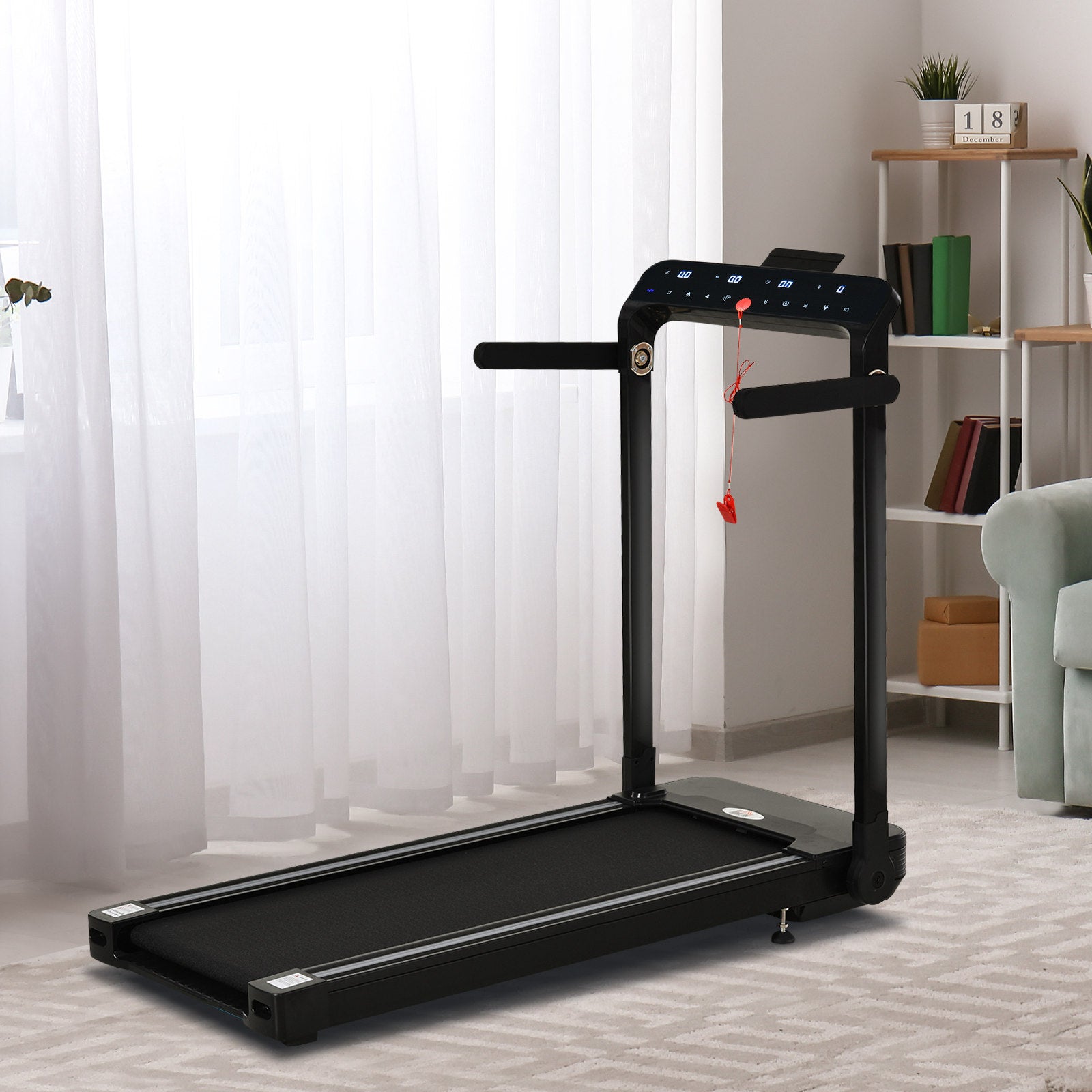 1.85hp Foldable Electric Treadmill Fitness Safety Lock Led