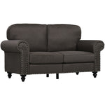 2 Seater Sofa For Living Room With Nailhead Trim | Double | Brown