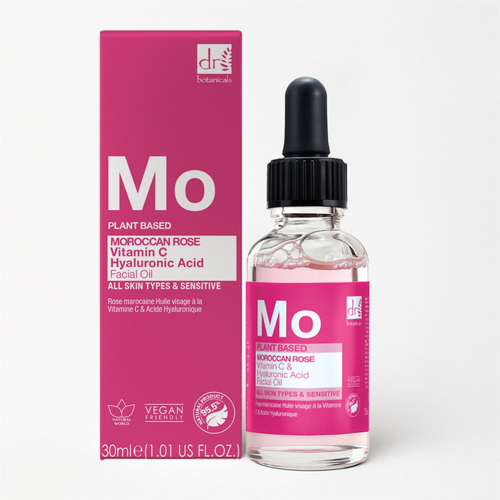 Moroccan Rose Anti-ageing Facial Oil With Hyaluronic Acid & Vitamin C 30ml For Plumping And Moisturising