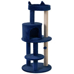 4 Tiers 104cm Cat Tree W/ Scratching Posts Perches  Hanging Ball | Royal Blue