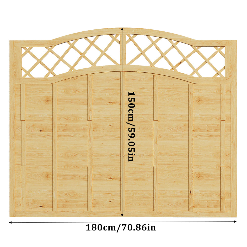 Spruce Wood Fence Panel With Arched Lattice Top 180cm W X 90/120/150/180cm H– Natural Finish, Durable, Easy Diy Garden Privacy Screen | Large
