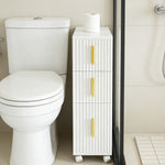 HYGRAD BUILT TO SURVIVE Slim Narrow Bathroom Storage Cabinet On Wheels – 3 Drawer Toilet Roll Holder Unit
