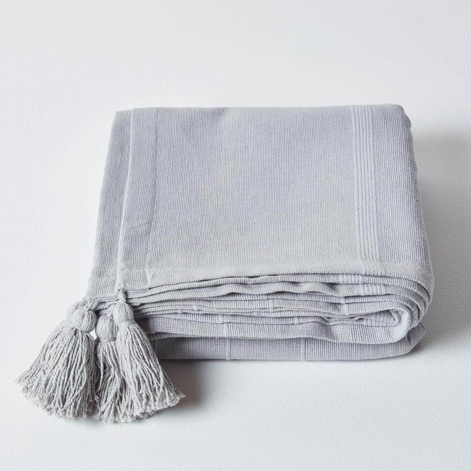 Cotton Rajput Ribbed Throw | 150cm x 200cm | Silver Grey