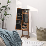 Freestanding Mirror Jewelry Cabinet With Led Lights | Brown
