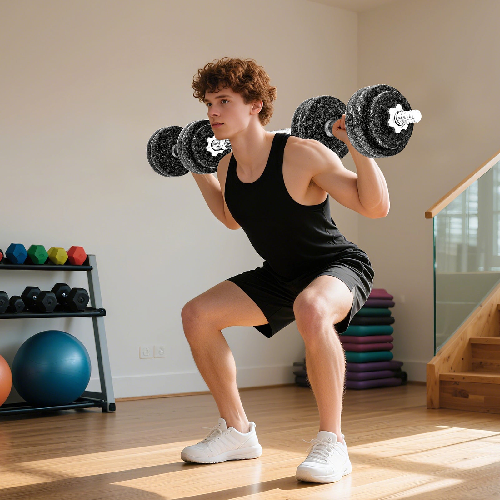 2-in-1 Adjustable Dumbbells Set, Dumbbells Set | 30kg | Grey