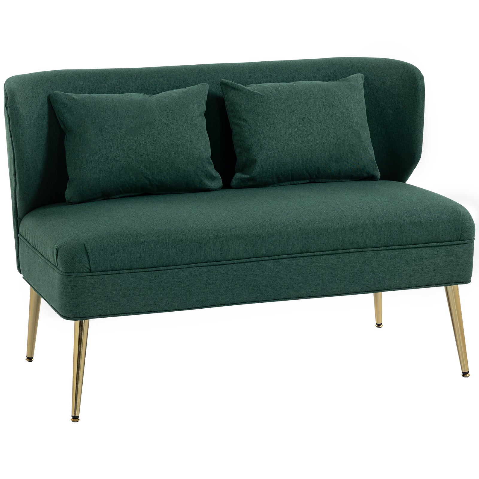 2 Seater Sofa, Small Sofa With Wing Back, Thick Seat | Green