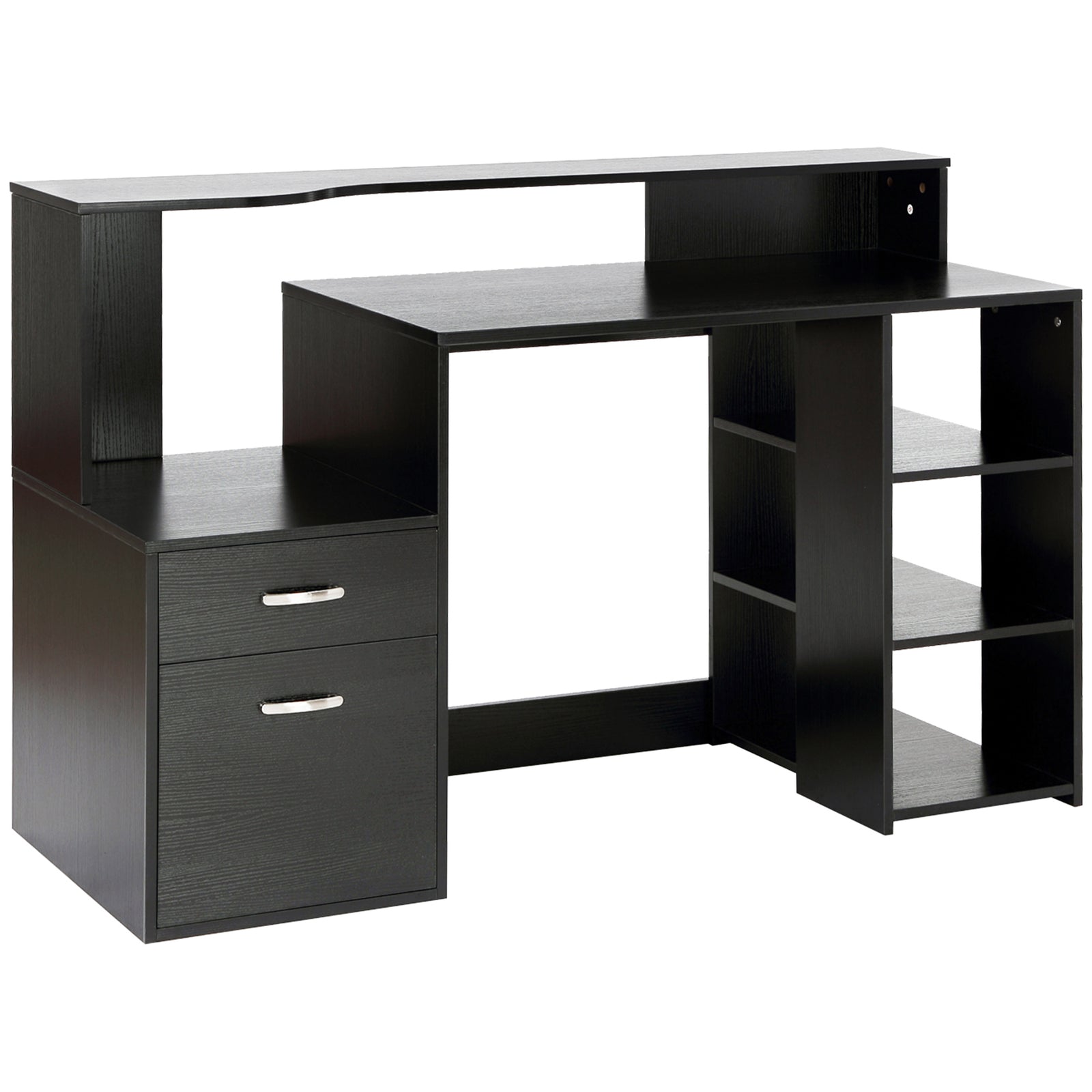 Multi-storage & Workstation Desk Table Storage Shelves Home | Jet Black