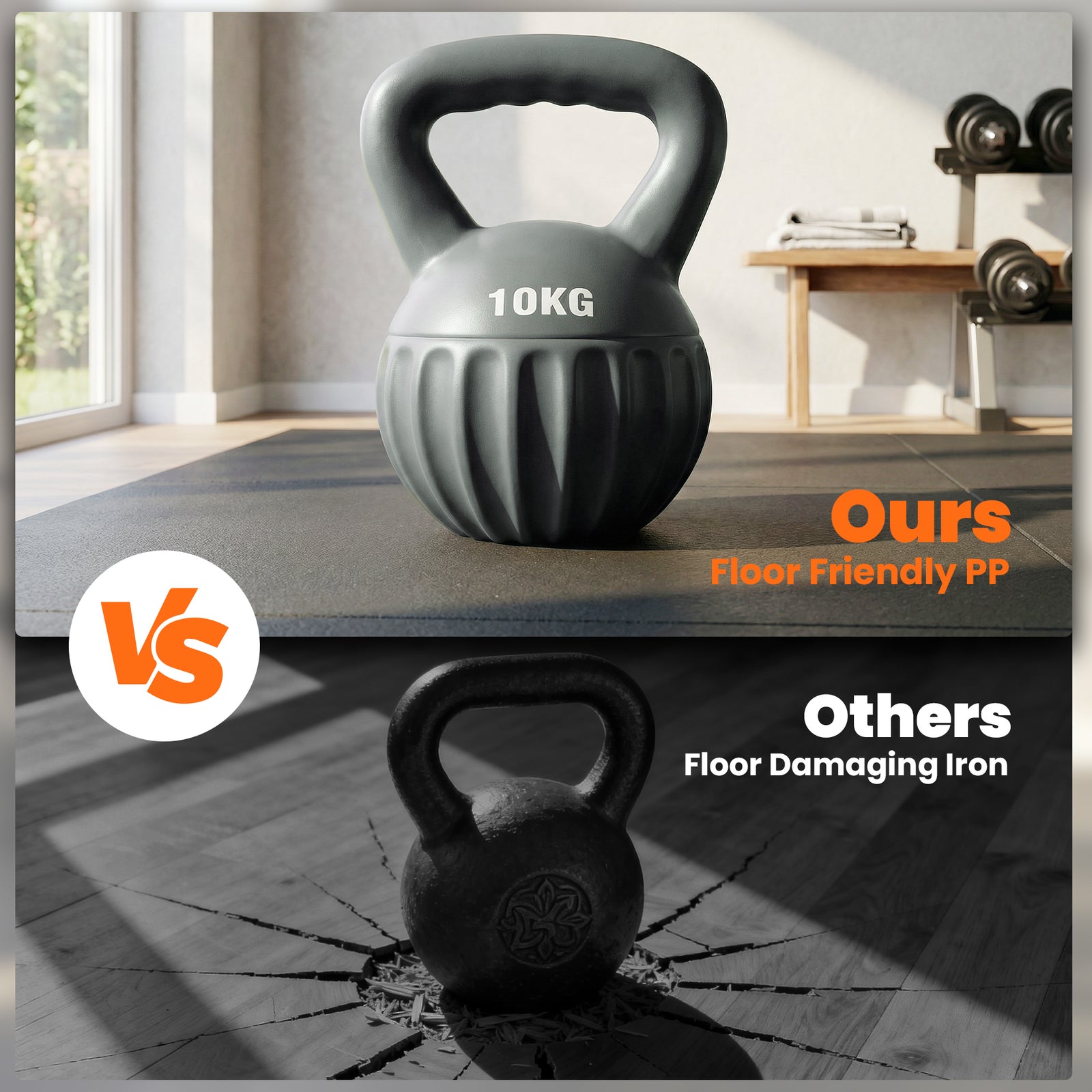 Kettlebell With Non-slip Handle | 10kg | Grey