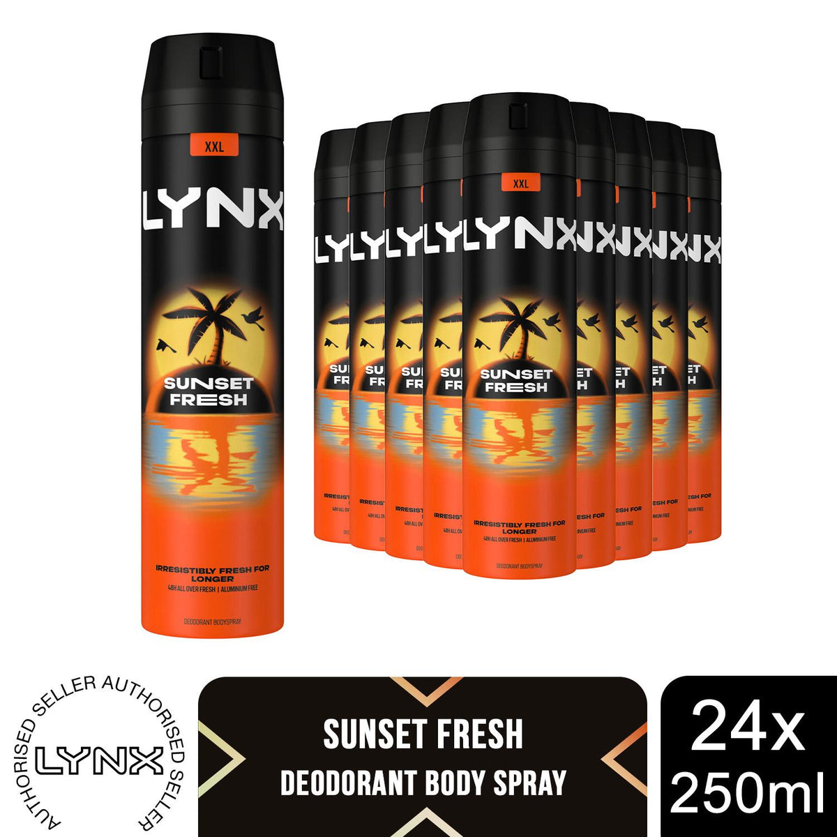 Sunset Fresh Deodorant Body Spray 48h Fresh 250ml | Set of 24