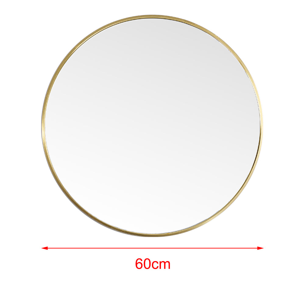 40cm/60cm Diameter Nordic Round Bathroom Framed Mirror Wall Hanging | 60cm | Gold