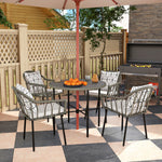 5 Piece Patio Rattan Dining Set, Removable Cushions | Gray