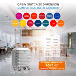 45x36x20cm Lightweight Underseat Cabin Carry On Suitcase - 100+ Airline Approved - Hard Shell Luggage - 4 Wheels | 45 x 36 x 20cm | Silver