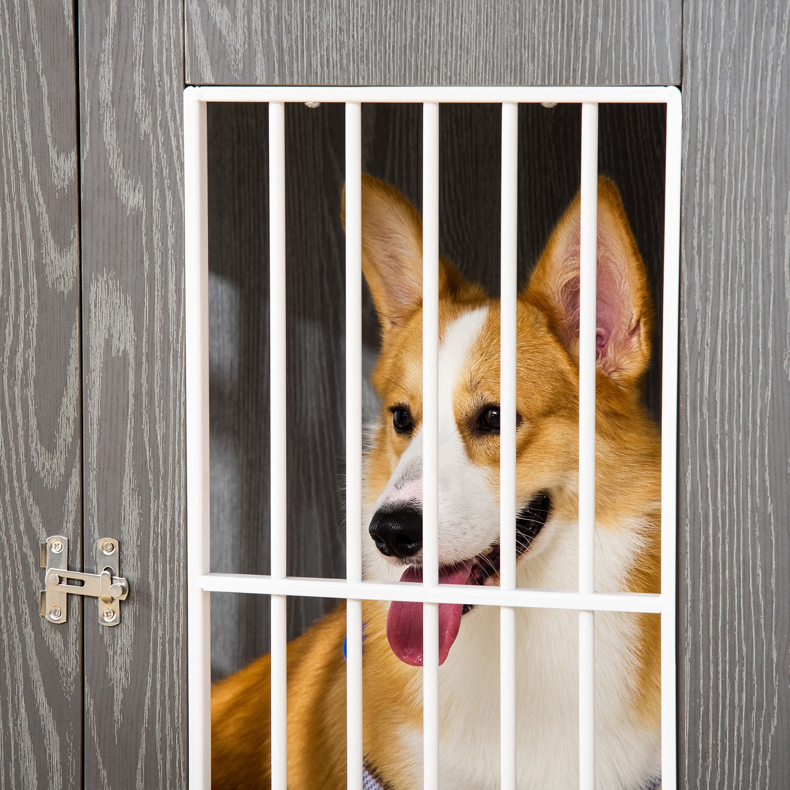 Modern Dog Crate End Table W/ Lockable Door