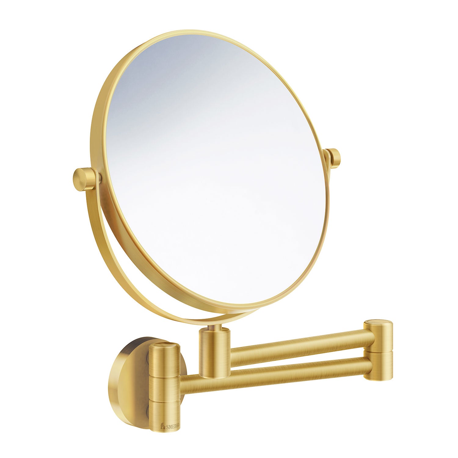 Two Sided Shaving Make Up Mirror Swing Arm 7x Magnification | Brushed Brass