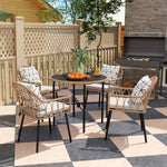 5 Piece Patio Rattan Dining Set, Removable Cushions | Brown