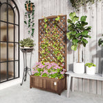 Garden Wooden Planter Box, 53l With Trellis, Dark Brown