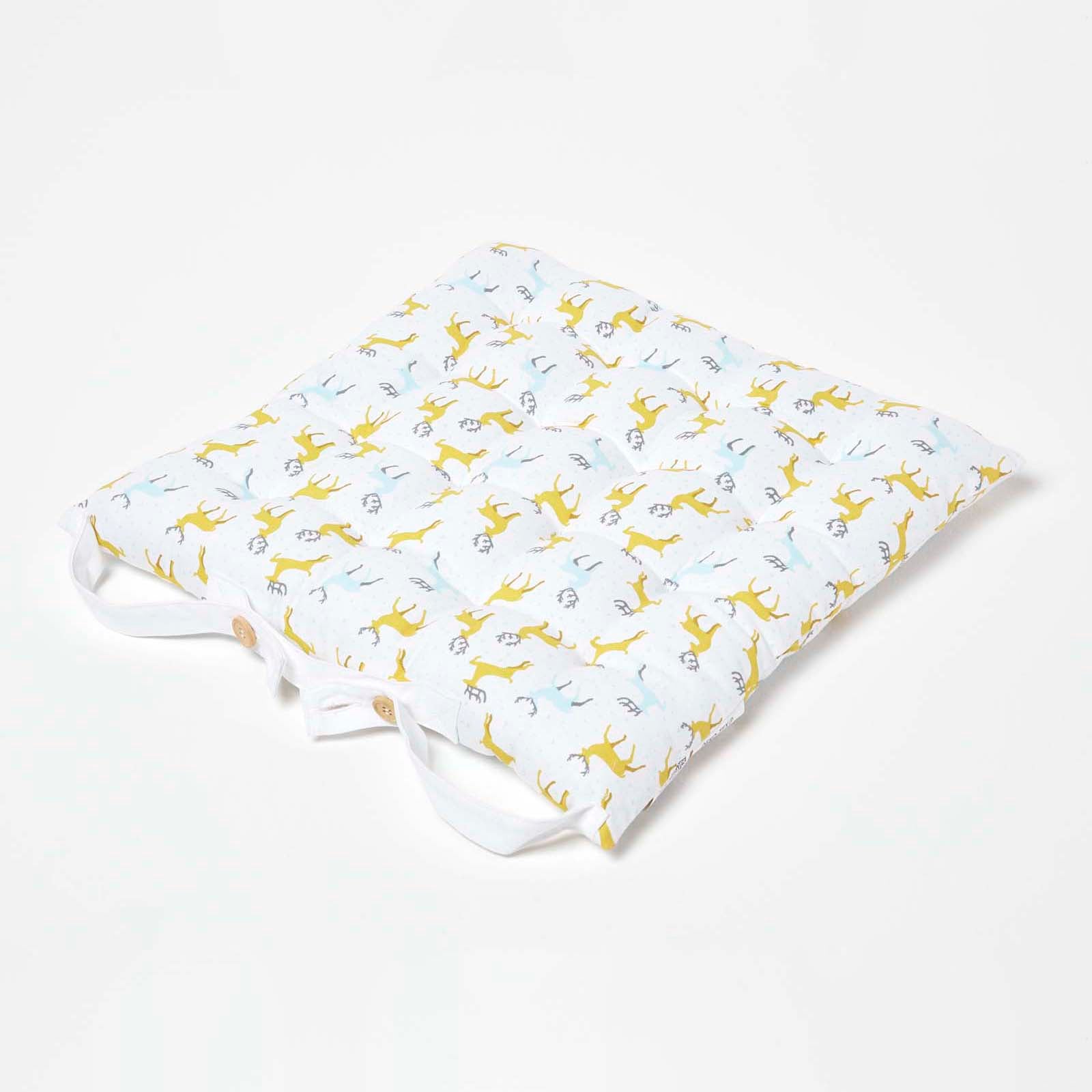 Christmas Seat Pad With Straps 100% Cotton 40 x 40cm | 40cm x 40cm | Grey