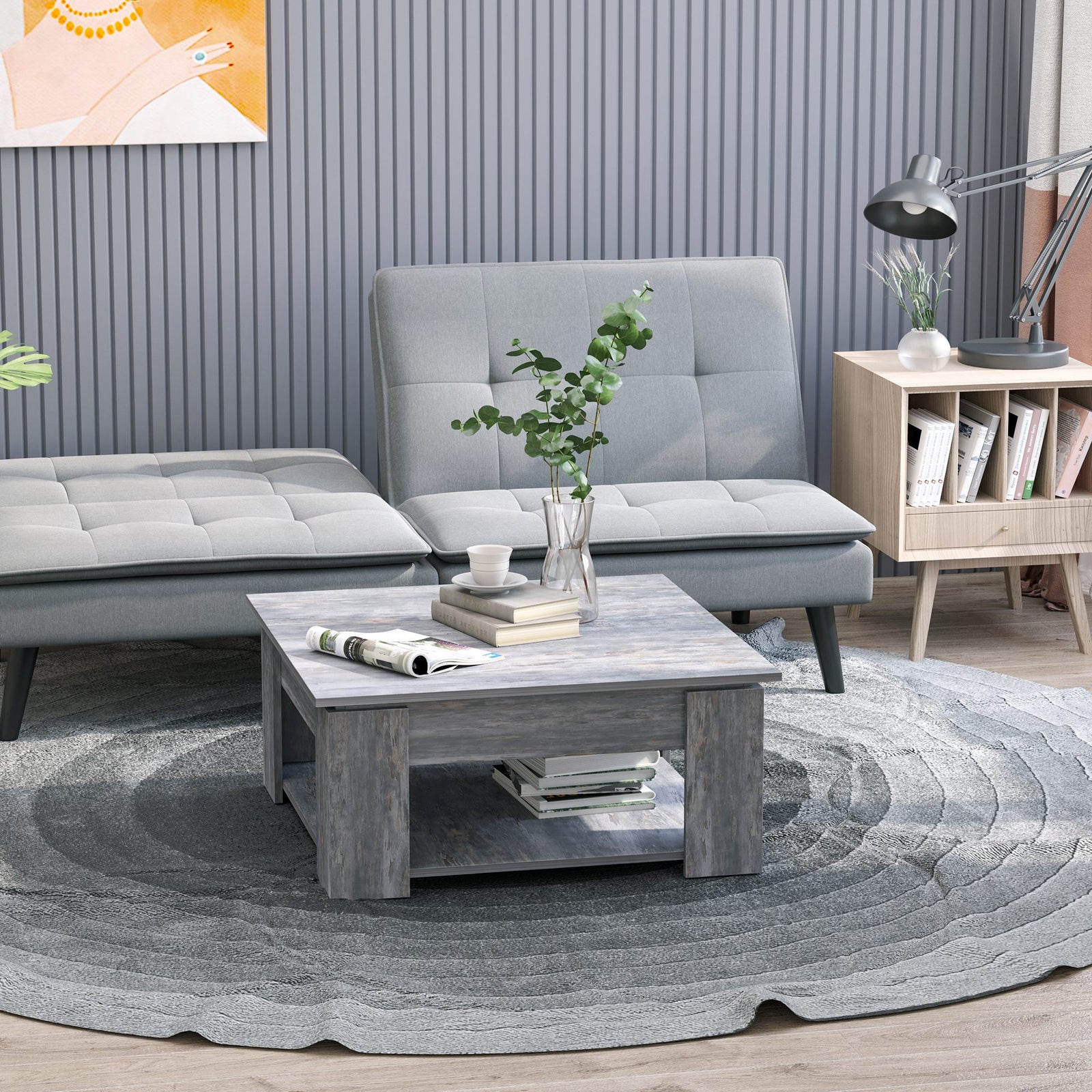 2 Tier Coffee Table With Bottom Shelf